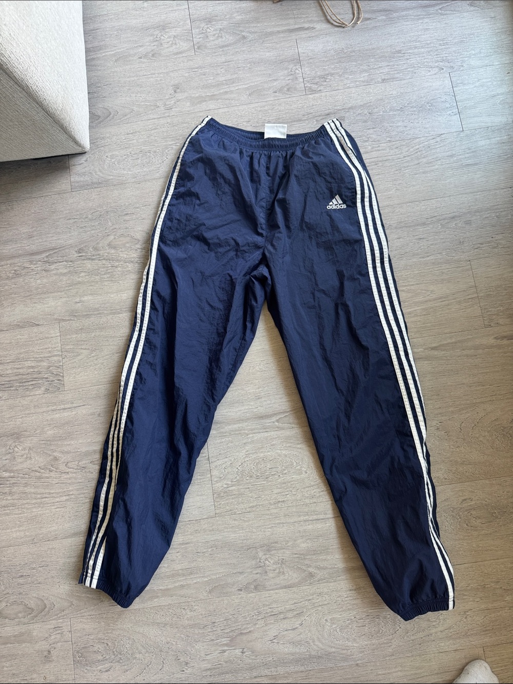 adidas Navy Blue Joggers with White Side Stripes